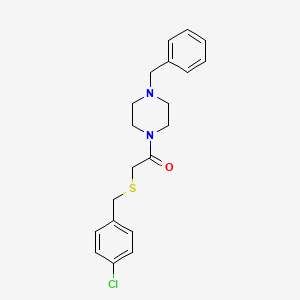 molecular formula C20H23ClN2OS B3480275 1-benzyl-4-{[(4-chlorobenzyl)thio]acetyl}piperazine 