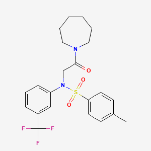 molecular formula C22H25F3N2O3S B3480291 N-[2-(1-azepanyl)-2-oxoethyl]-4-methyl-N-[3-(trifluoromethyl)phenyl]benzenesulfonamide 