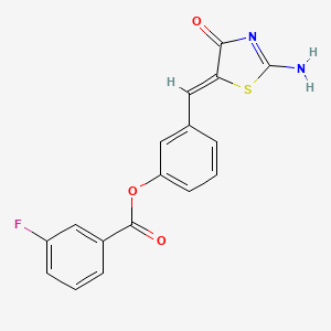 molecular formula C17H11FN2O3S B3480360 3-[(2-imino-4-oxo-1,3-thiazolidin-5-ylidene)methyl]phenyl 3-fluorobenzoate 