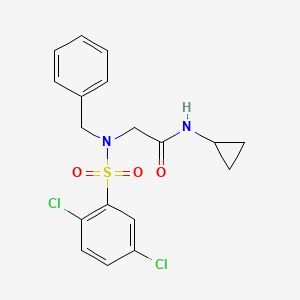 molecular formula C18H18Cl2N2O3S B3480383 N~2~-benzyl-N~1~-cyclopropyl-N~2~-[(2,5-dichlorophenyl)sulfonyl]glycinamide 