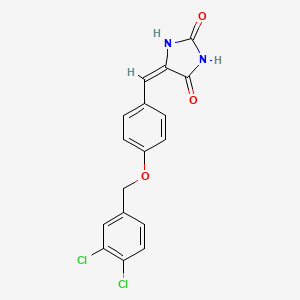 molecular formula C17H12Cl2N2O3 B3480387 5-{4-[(3,4-dichlorobenzyl)oxy]benzylidene}-2,4-imidazolidinedione 