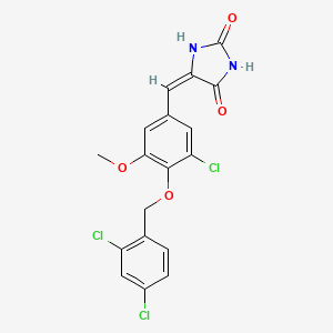 molecular formula C18H13Cl3N2O4 B3480415 5-{3-chloro-4-[(2,4-dichlorobenzyl)oxy]-5-methoxybenzylidene}-2,4-imidazolidinedione 