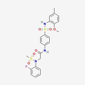 molecular formula C23H24FN3O6S2 B3480436 N~2~-(2-fluorophenyl)-N~1~-(4-{[(2-methoxy-5-methylphenyl)amino]sulfonyl}phenyl)-N~2~-(methylsulfonyl)glycinamide 