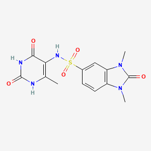 molecular formula C14H15N5O5S B3480485 N-(2,4-dihydroxy-6-methyl-5-pyrimidinyl)-1,3-dimethyl-2-oxo-2,3-dihydro-1H-benzimidazole-5-sulfonamide 