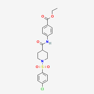 molecular formula C21H23ClN2O5S B3480492 ethyl 4-[({1-[(4-chlorophenyl)sulfonyl]-4-piperidinyl}carbonyl)amino]benzoate 