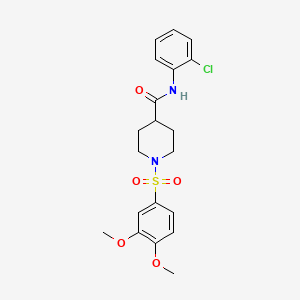 molecular formula C20H23ClN2O5S B3480496 N-(2-chlorophenyl)-1-[(3,4-dimethoxyphenyl)sulfonyl]-4-piperidinecarboxamide 