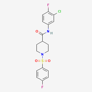molecular formula C18H17ClF2N2O3S B3480514 N-(3-chloro-4-fluorophenyl)-1-[(4-fluorophenyl)sulfonyl]-4-piperidinecarboxamide 