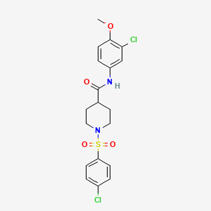 molecular formula C19H20Cl2N2O4S B3480530 N-(3-chloro-4-methoxyphenyl)-1-[(4-chlorophenyl)sulfonyl]-4-piperidinecarboxamide 