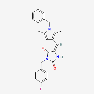 molecular formula C24H22FN3O2 B3480548 5-[(1-benzyl-2,5-dimethyl-1H-pyrrol-3-yl)methylene]-3-(4-fluorobenzyl)-2,4-imidazolidinedione 