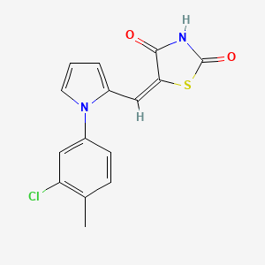 molecular formula C15H11ClN2O2S B3480568 5-{[1-(3-chloro-4-methylphenyl)-1H-pyrrol-2-yl]methylene}-1,3-thiazolidine-2,4-dione 
