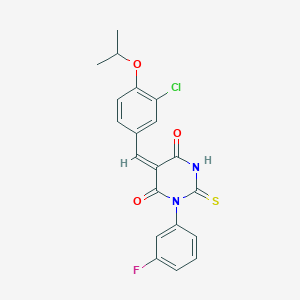 molecular formula C20H16ClFN2O3S B3480573 5-(3-chloro-4-isopropoxybenzylidene)-1-(3-fluorophenyl)-2-thioxodihydro-4,6(1H,5H)-pyrimidinedione 