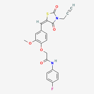 molecular formula C22H17FN2O5S B3480585 2-(4-{[2,4-dioxo-3-(2-propyn-1-yl)-1,3-thiazolidin-5-ylidene]methyl}-2-methoxyphenoxy)-N-(4-fluorophenyl)acetamide 