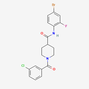 molecular formula C19H17BrClFN2O2 B3480590 N-(4-bromo-2-fluorophenyl)-1-(3-chlorobenzoyl)-4-piperidinecarboxamide 