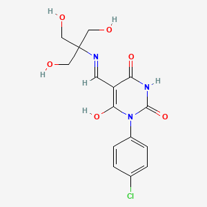 molecular formula C15H16ClN3O6 B3480609 1-(4-chlorophenyl)-5-({[2-hydroxy-1,1-bis(hydroxymethyl)ethyl]amino}methylene)-2,4,6(1H,3H,5H)-pyrimidinetrione 