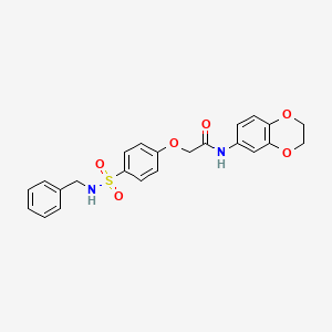 molecular formula C23H22N2O6S B3480653 2-{4-[(benzylamino)sulfonyl]phenoxy}-N-(2,3-dihydro-1,4-benzodioxin-6-yl)acetamide 