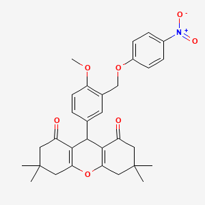 molecular formula C31H33NO7 B3480740 9-{4-methoxy-3-[(4-nitrophenoxy)methyl]phenyl}-3,3,6,6-tetramethyl-3,4,5,6,7,9-hexahydro-1H-xanthene-1,8(2H)-dione 