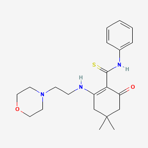 molecular formula C21H29N3O2S B3480776 4,4-dimethyl-2-{[2-(4-morpholinyl)ethyl]amino}-6-oxo-N-phenyl-1-cyclohexene-1-carbothioamide 