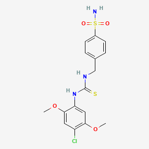 molecular formula C16H18ClN3O4S2 B3480794 4-[({[(4-chloro-2,5-dimethoxyphenyl)amino]carbonothioyl}amino)methyl]benzenesulfonamide 