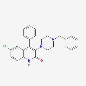 3-(4-benzyl-1-piperazinyl)-6-chloro-4-phenyl-2(1H)-quinolinone
