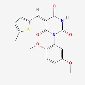 1-(2,5-dimethoxyphenyl)-5-[(5-methyl-2-thienyl)methylene]-2,4,6(1H,3H,5H)-pyrimidinetrione