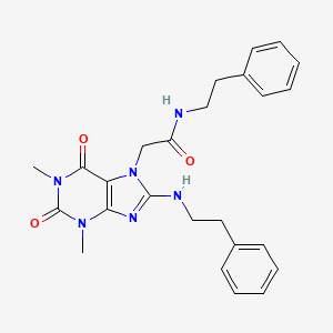 molecular formula C25H28N6O3 B3480859 2-{1,3-dimethyl-2,6-dioxo-8-[(2-phenylethyl)amino]-1,2,3,6-tetrahydro-7H-purin-7-yl}-N-(2-phenylethyl)acetamide 