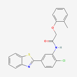 molecular formula C22H17ClN2O2S B3480989 N-[5-(1,3-benzothiazol-2-yl)-2-chlorophenyl]-2-(2-methylphenoxy)acetamide 