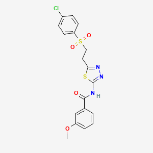 molecular formula C18H16ClN3O4S2 B3481016 N-(5-{2-[(4-chlorophenyl)sulfonyl]ethyl}-1,3,4-thiadiazol-2-yl)-3-methoxybenzamide 