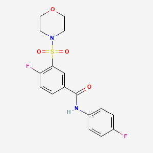 molecular formula C17H16F2N2O4S B3481040 4-fluoro-N-(4-fluorophenyl)-3-(4-morpholinylsulfonyl)benzamide 