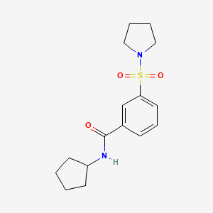 molecular formula C16H22N2O3S B3481071 N-cyclopentyl-3-(1-pyrrolidinylsulfonyl)benzamide 