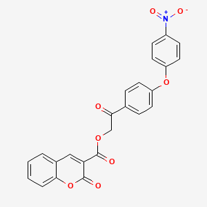 molecular formula C24H15NO8 B3481092 2-[4-(4-nitrophenoxy)phenyl]-2-oxoethyl 2-oxo-2H-chromene-3-carboxylate 