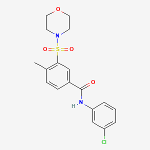 molecular formula C18H19ClN2O4S B3481100 N-(3-chlorophenyl)-4-methyl-3-(4-morpholinylsulfonyl)benzamide 