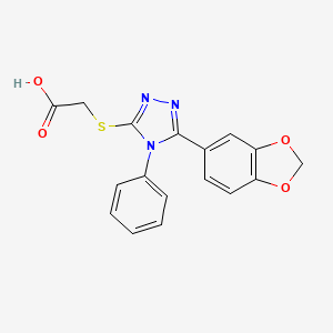 molecular formula C17H13N3O4S B3481102 {[5-(1,3-benzodioxol-5-yl)-4-phenyl-4H-1,2,4-triazol-3-yl]thio}acetic acid 