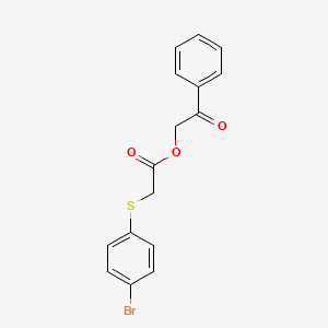 molecular formula C16H13BrO3S B3481108 2-oxo-2-phenylethyl [(4-bromophenyl)thio]acetate 