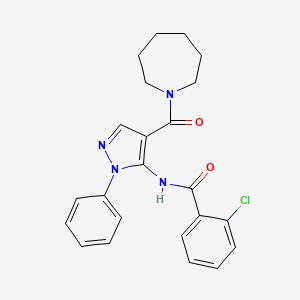 molecular formula C23H23ClN4O2 B3481152 N-[4-(1-azepanylcarbonyl)-1-phenyl-1H-pyrazol-5-yl]-2-chlorobenzamide 