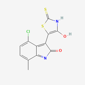 molecular formula C12H7ClN2O2S2 B3481164 4-chloro-7-methyl-3-(4-oxo-2-thioxo-1,3-thiazolidin-5-ylidene)-1,3-dihydro-2H-indol-2-one 