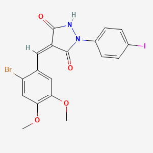 molecular formula C18H14BrIN2O4 B3481169 4-(2-bromo-4,5-dimethoxybenzylidene)-1-(4-iodophenyl)-3,5-pyrazolidinedione CAS No. 5553-90-2