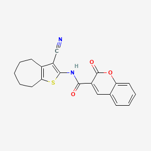 molecular formula C20H16N2O3S B3481200 N-(3-cyano-5,6,7,8-tetrahydro-4H-cyclohepta[b]thien-2-yl)-2-oxo-2H-chromene-3-carboxamide 