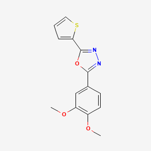 molecular formula C14H12N2O3S B3481230 2-(3,4-dimethoxyphenyl)-5-(2-thienyl)-1,3,4-oxadiazole 