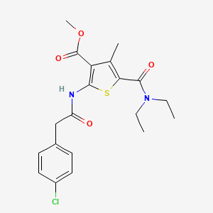 molecular formula C20H23ClN2O4S B3481262 methyl 2-{[(4-chlorophenyl)acetyl]amino}-5-[(diethylamino)carbonyl]-4-methyl-3-thiophenecarboxylate 