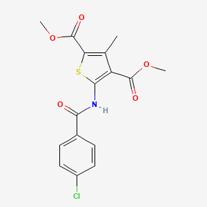 molecular formula C16H14ClNO5S B3481269 dimethyl 5-[(4-chlorobenzoyl)amino]-3-methyl-2,4-thiophenedicarboxylate 