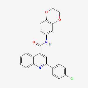 molecular formula C24H17ClN2O3 B3481288 2-(4-chlorophenyl)-N-(2,3-dihydro-1,4-benzodioxin-6-yl)-4-quinolinecarboxamide 