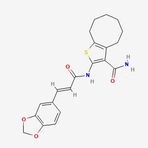 molecular formula C21H22N2O4S B3481337 2-{[3-(1,3-benzodioxol-5-yl)acryloyl]amino}-4,5,6,7,8,9-hexahydrocycloocta[b]thiophene-3-carboxamide 