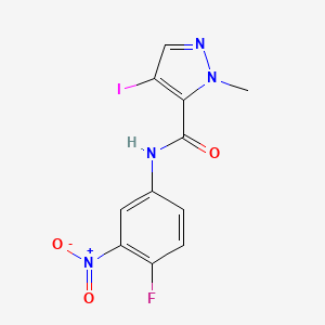 molecular formula C11H8FIN4O3 B3481361 N-(4-fluoro-3-nitrophenyl)-4-iodo-1-methyl-1H-pyrazole-5-carboxamide 