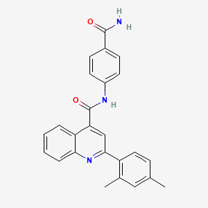 molecular formula C25H21N3O2 B3481372 N-[4-(aminocarbonyl)phenyl]-2-(2,4-dimethylphenyl)-4-quinolinecarboxamide 