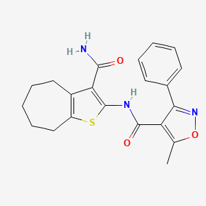 molecular formula C21H21N3O3S B3481392 N-[3-(aminocarbonyl)-5,6,7,8-tetrahydro-4H-cyclohepta[b]thien-2-yl]-5-methyl-3-phenyl-4-isoxazolecarboxamide 