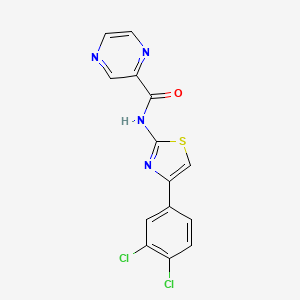 molecular formula C14H8Cl2N4OS B3481456 N-[4-(3,4-dichlorophenyl)-1,3-thiazol-2-yl]-2-pyrazinecarboxamide 