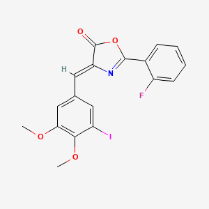 molecular formula C18H13FINO4 B3481473 2-(2-fluorophenyl)-4-(3-iodo-4,5-dimethoxybenzylidene)-1,3-oxazol-5(4H)-one 