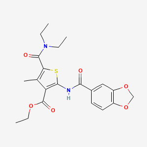 molecular formula C21H24N2O6S B3481476 ethyl 2-[(1,3-benzodioxol-5-ylcarbonyl)amino]-5-[(diethylamino)carbonyl]-4-methyl-3-thiophenecarboxylate 