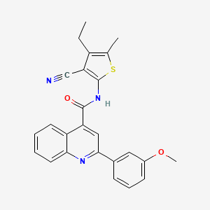 molecular formula C25H21N3O2S B3481479 N-(3-cyano-4-ethyl-5-methyl-2-thienyl)-2-(3-methoxyphenyl)-4-quinolinecarboxamide 