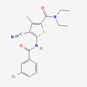 molecular formula C18H18BrN3O2S B3481495 5-[(3-bromobenzoyl)amino]-4-cyano-N,N-diethyl-3-methyl-2-thiophenecarboxamide 